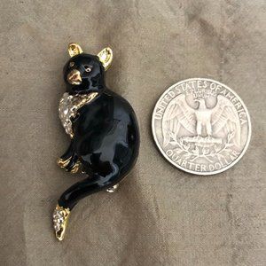 3/$25 ** Black enamel cat brooch pin